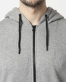 Shop Grey Melange Zipper Hoodie