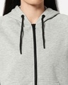 Shop Grey Melange Zipper Hoodie