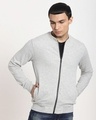Shop Men's Grey Melange Zipper Sweatshirt-Front