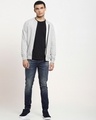 Shop Men's Grey Melange Zipper Sweatshirt-Full