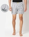 Shop Grey Stripe All Over Print Dolphin Boxer-Front