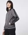 Shop Women's Grey Relaxed Fit Bomber Jacket-Design