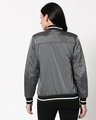 Shop Women's Grey Relaxed Fit Bomber Jacket-Full