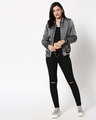Shop Women's Grey Relaxed Fit Bomber Jacket
