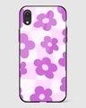 Shop Groovy Purple Daisy Flower Checkered Premium Glass Case for Apple iPhone XR-Front