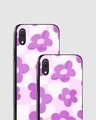 Shop Groovy Purple Daisy Flower Checkered Premium Glass Case for Apple iPhone XR-Design