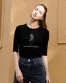 Shop Grow Positive Thoughts Round Neck 3/4th Sleeve T-Shirt Black-Front