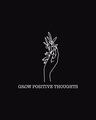 Shop Grow Positive Thoughts Round Neck 3/4th Sleeve T-Shirt Black