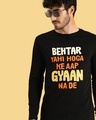 Shop Men's Black Gyaan Typography T-shirt-Front