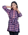 Shop Pink Checked Tie Shirt-Front
