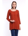 Shop Women's Orange Front Open Buttoned Top-Front