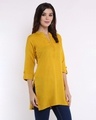 Shop Geometric Embroidery Yellow Ochre Kurti-Design