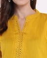 Shop Geometric Embroidery Yellow Ochre Kurti-Full