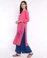 Shop Pink Kurta With Blue Embroidery-Design