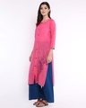 Shop Pink Kurta With Blue Embroidery-Full