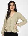 Shop Sage Green Pleated Top-Design