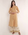 Shop Sand Kurta With Floral Embroidered Palazzo-Front