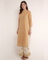 Shop Sand Kurta With Floral Embroidered Palazzo-Design