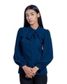 Shop Women's Navy BlueScarf Tie Shirt-Design