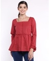 Shop Women's Red Square Neck Peplum Top-Front