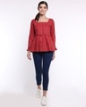 Shop Women's Red Square Neck Peplum Top