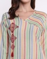 Shop Striped Overlap Neckline Kurta