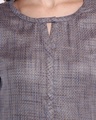 Shop Women's Grey Textured Cut Out Neckline Kurta-Full