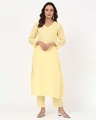 Shop Yellow V Neck Kurta-Front