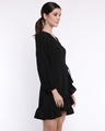 Shop Women's Black Ruffled Wrap Dress-Design