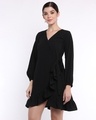 Shop Women's Black Ruffled Wrap Dress-Full