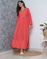 Shop Women's Red Leheriya Bell Sleeves Dress-Full