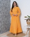 Shop Women's Yellow Leheriya Bell Sleeves Dress-Front