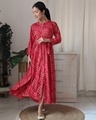 Shop Women's Maroon Bandhani Gathered Waist Dress-Design