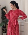 Shop Women's Maroon Bandhani Gathered Waist Dress