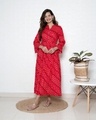 Shop Women's Red Bandhani Maxi Dress with Cinched Sleeves-Design