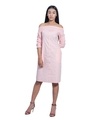 Shop Women's Pink Smocked Off Shoulder A-Line Dress-Full