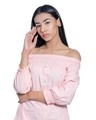 Shop Women's Pink Smocked Off Shoulder A-Line Dress