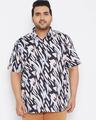 Shop Plus Size Men's Stylish Graphic Design Half Sleeve Casual Shirt-Front