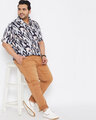 Shop Plus Size Men's Stylish Graphic Design Half Sleeve Casual Shirt