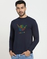 Shop Men's Blue Hang Loose Relax Graphic Printed Sweatshirt-Front