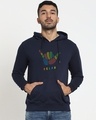Shop Men's Blue Relax Graphic Printed Hoodie-Front