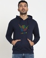 Shop Men's Blue Relax Graphic Printed Hoodie-Front