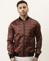 Shop Men's Maroon Regular Fit Bomber Jacket-Front