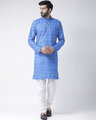 Shop Men's Blue Printed Kurta-Front