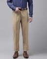 Shop Mens Beige Solid Casual Trouser-Front