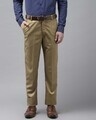 Shop Mens Khakhi Solid Casual Trouser-Front