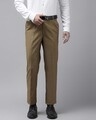 Shop Mens Khakhi Solid Casual Trouser-Front
