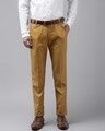 Shop Mens Mustard Solid Casual Trouser-Front