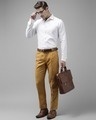 Shop Mens Mustard Solid Casual Trouser-Full