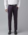 Shop Mens Purple Solid Casual Trouser-Front